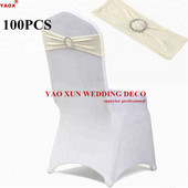 100 de bucăți vândute cu cataramă rotundă, bandă din lycra, canape de scaun din spandex pentru husă de scaun din spandex, decorare pentru evenimente de nuntă