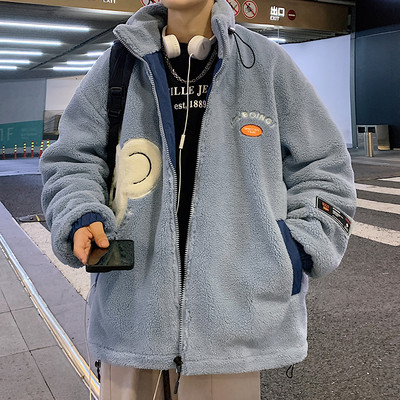 Ležerna muška plišana jakna s vezom