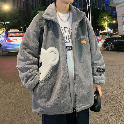 Ležerna muška plišana jakna s vezom