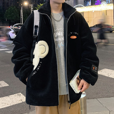 Ležerna muška plišana jakna s vezom