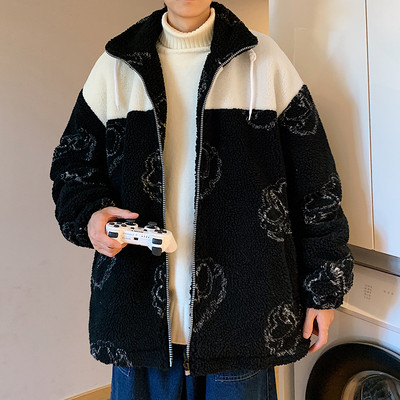 Ležerna muška plišana jakna s vezom