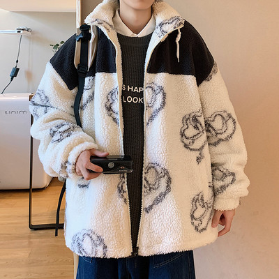 Ležerna muška plišana jakna s vezom