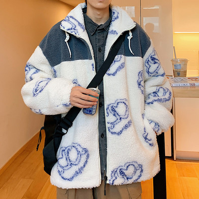 Ležerna muška plišana jakna s vezom