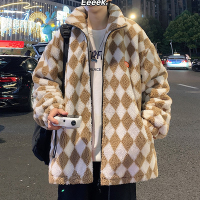 Ležerna muška plišana jakna s vezom