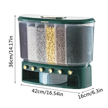 Candy Dispenser Machine Rice Dispenser 6 Grid Easy Press 6 Grid Rice Dispenser Κάδος Κουζίνας Κουτί αποθήκευσης τροφίμων για ρύζι