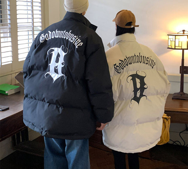 Geaca de iarna pentru barbati cu aplicatie si inscriptionare