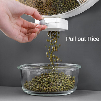Монтиран на стена отделен дозатор за зърнени храни Кутия за съхранение на зърно Устойчив на насекоми Устойчив на влага Запечатани кутии Контейнери PP Резервоар за храна