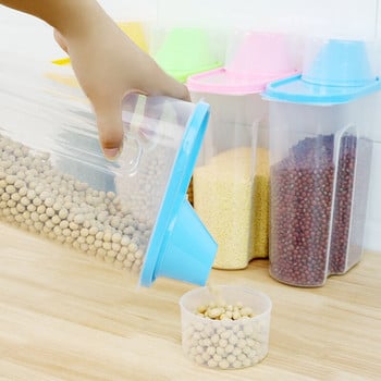 PP Food Storage Box Organizer Kitchen Storage Plastic Clear Container with Pour Lids Μπουκάλια Βαζάκια Δεξαμενή αποξηραμένων κόκκων 1,9L-2,5L