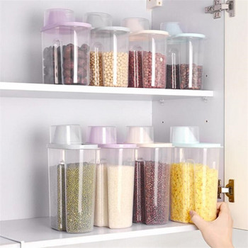 PP Food Storage Box Organizer Kitchen Storage Plastic Clear Container with Pour Lids Μπουκάλια Βαζάκια Δεξαμενή αποξηραμένων κόκκων 1,9L-2,5L