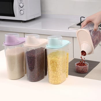 PP Food Storage Box Organizer Kitchen Storage Plastic Clear Container with Pour Lids Μπουκάλια Βαζάκια Δεξαμενή αποξηραμένων κόκκων 1,9L-2,5L