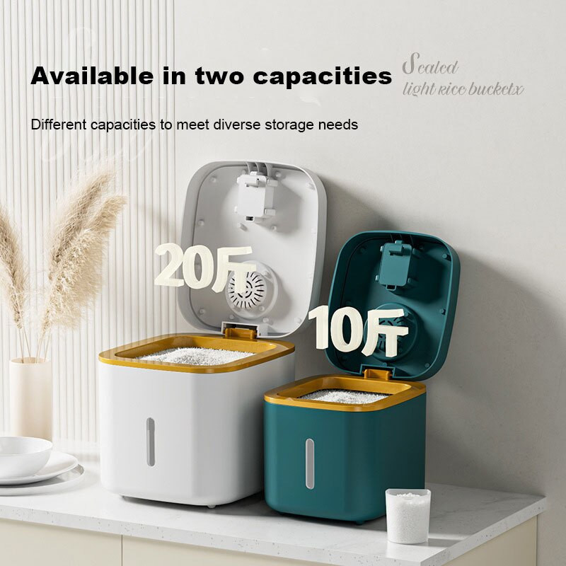 WHYY ryžių laikymo dėžutė virtuvės talpyklos tvarkyklė 10 kg kibiras, atsparus vabzdžiams, drėgmei atsparus grūdams, naminių šunų ėdalo sandariai uždarytas stiklainių buteliukas