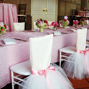 1τμχ Φούστες καρέκλα από τούλι Διακοσμητικό ντους μωρού Φύλλα καρέκλας με κορδέλα για διακόσμηση γάμου Είδη γιορτής