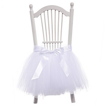 1τμχ Φούστες καρέκλα από τούλι Διακοσμητικό ντους μωρού Φύλλα καρέκλας με κορδέλα για διακόσμηση γάμου Είδη γιορτής