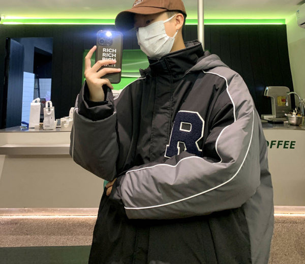 Geaca barbati model nou cu broderie si inchidere cu fermoar