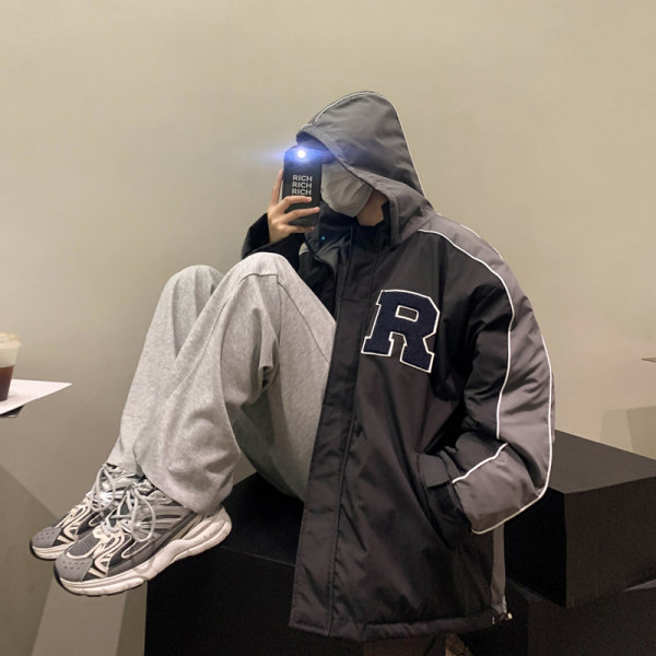 Geaca barbati model nou cu broderie si inchidere cu fermoar