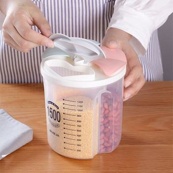 Кухненска кутия за съхранение на зърно Прозрачен влагоустойчив запечатан резервоар Съхранение на насипни храни Дозатор за зърнени храни Пластмасови контейнери с капаци