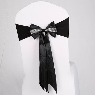 10db/tétel Stretch spandex székszárnyak gyémánt elasztikus bankett szék csokornyakkendővel szállodai rendezvények esküvői party dekorációjához