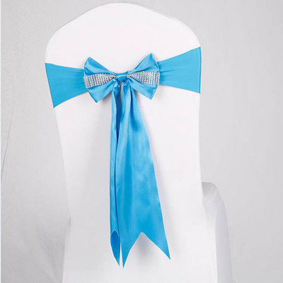 10db/tétel Stretch spandex székszárnyak gyémánt elasztikus bankett szék csokornyakkendővel szállodai rendezvények esküvői party dekorációjához