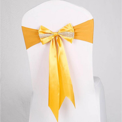 10db/tétel Stretch spandex székszárnyak gyémánt elasztikus bankett szék csokornyakkendővel szállodai rendezvények esküvői party dekorációjához