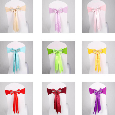 10db/tétel Stretch spandex székszárnyak gyémánt elasztikus bankett szék csokornyakkendővel szállodai rendezvények esküvői party dekorációjához