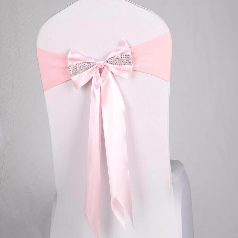 10db/tétel Stretch spandex székszárnyak gyémánt elasztikus bankett szék csokornyakkendővel szállodai rendezvények esküvői party dekorációjához