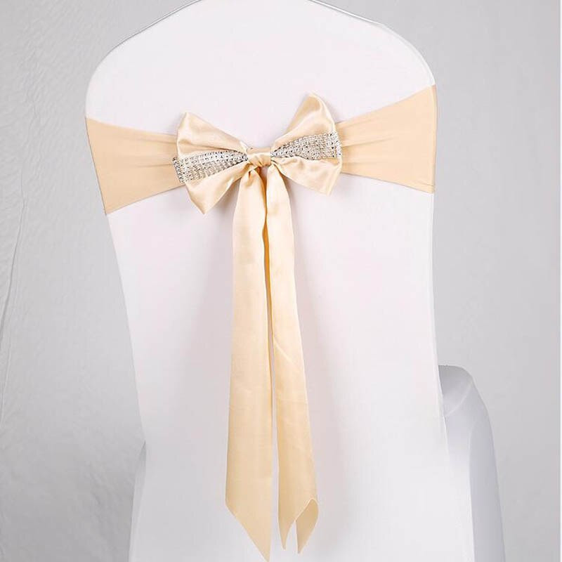 10db/tétel Stretch spandex székszárnyak gyémánt elasztikus bankett szék csokornyakkendővel szállodai rendezvények esküvői party dekorációjához