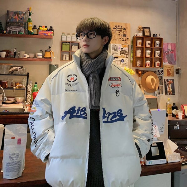 Jachetă la modă cu guler înalt imprimat pentru bărbați