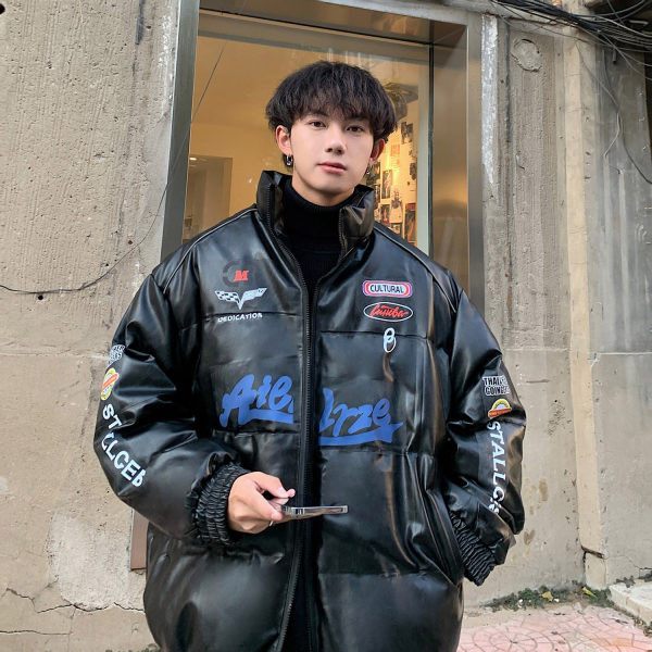 Jachetă la modă cu guler înalt imprimat pentru bărbați