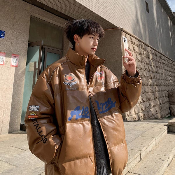 Jachetă la modă cu guler înalt imprimat pentru bărbați