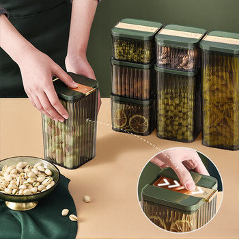 Σφραγισμένο κουτί PET Είδη κουζίνας Δοχεία αποθήκευσης τροφίμων Αεροστεγές κουτιά αποθήκευσης δοχείο δημητριακών Τετράγωνος διανομέας βάζων ζυμαρικών
