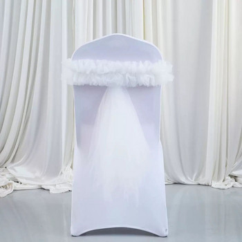 1 τεμ. Organza Sash Tretch Lycra Spandex φιόγκος καρέκλας για γαμήλιο πάρτι Γεγονός Δείπνο Διακοσμήσεις σπιτιού Χονδρική καρέκλα Sashes Knot