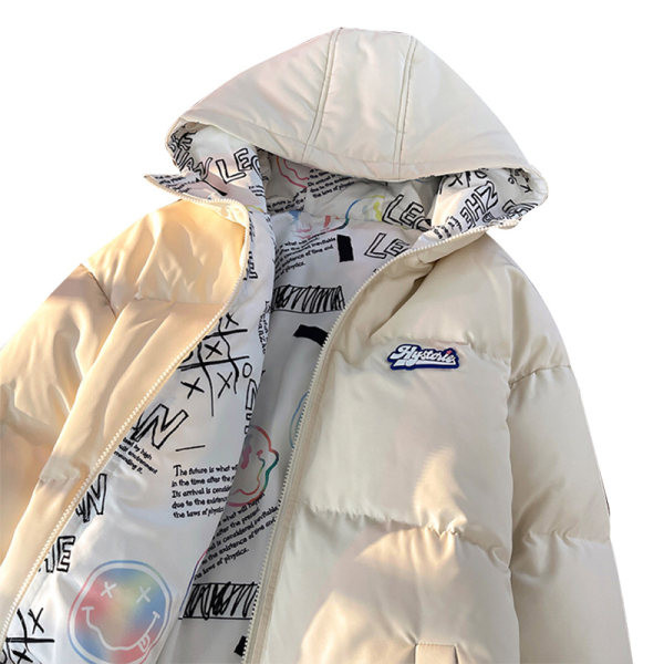 Geaca de iarna casual cu imprimeu si gluga