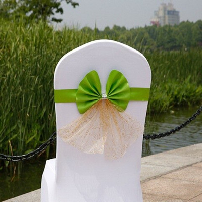 10db/készlet Díszes széktámla szárnyak elasztikus esküvői parti bankett szék csípős arany csipke dekor csomó konyhai vacsoraszékhez