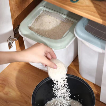 5KG пластмасов диспенсер за зърнени храни Влагоустойчива кутия за съхранение Кухня Контейнер за храна Оризови зърна Органайзер Контейнер за съхранение Контейнер Буркани