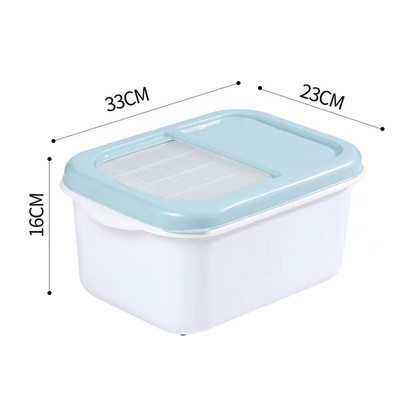 5KG plastový dávkovač obilnín, vlhkotesný úložný box, kuchynský organizér na potraviny, ryžu a obilniny, úložné plechovky a poháre