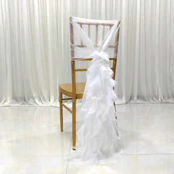 1 τεμάχιο Organza Chair Sashes Flower Spandex Καρέκλα γάμου Φιόγκοι Home Textile Party Festival Καλύμματα καρέκλας μονόχρωμα Διακόσμηση