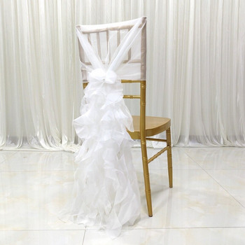 1 брой органза колани за столове цвете спандекс сватбен стол лъкове домашен текстил парти фестивал едноцветни калъфи за столове декорация