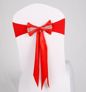 Елегантни пояса за столове Цветя Разтягане Безплатно закрепване Bowknot Plus Diamond Fabric Лек домашен възел Bow Cover Шезлонг Mariage Casamento