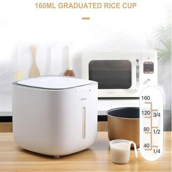 ECOCO Rice Dispenser Οργανωτής κουζίνας και Δοχείο αποθήκευσης Κάδος δημητριακών Κάδος για κατοικίδια Τροφές για κατοικίδια Νανο-αδιάβροχο σφραγισμένο κουτί Κύπελλο μέτρησης