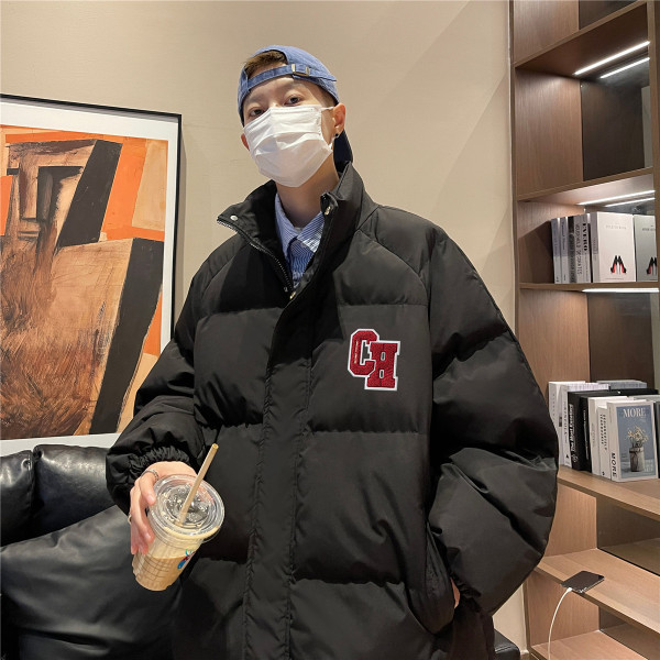 Jachetă largi pentru bărbați, cu guler înalt și închidere cu fermoar