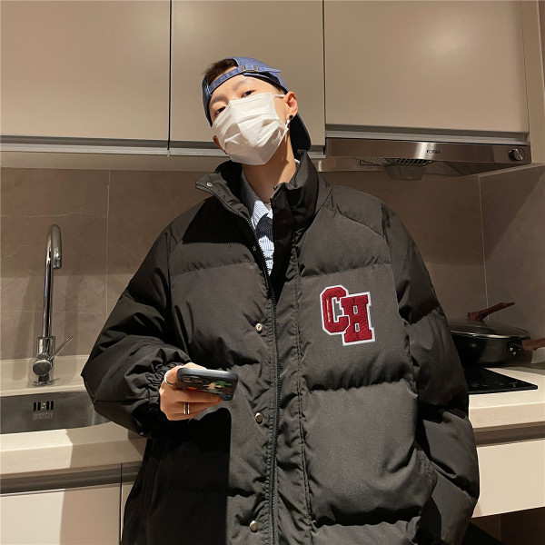 Jachetă largi pentru bărbați, cu guler înalt și închidere cu fermoar