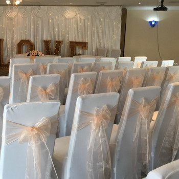 50 ΤΕΜ/Παρτίδα Organza Chair Sashes Bow Wedding Sash Party Events Διακοσμήσεις δεξιώσεων Κάλυμμα καρέκλας Sash Crystal Organza Προμηθευτής