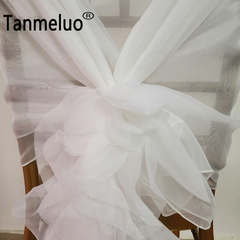 Luksuzni pojas za stolice, pojas za vjenčanje, ukras za svadbenu zabavu, elegantan bijeli pojas od šifona za hotel za zabavu na događaju