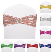 10 kom/Part Metalik zlatno srebrni pojasevi za stolice Ukrasi za vjenčanje Šljokice Prekrivna traka s okruglom kopčom Dekoracija banketa za večeru