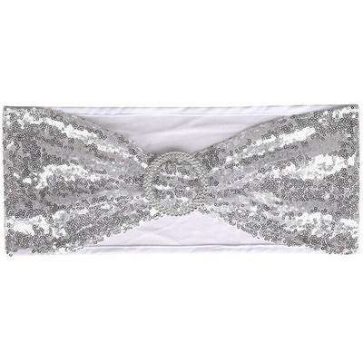 10 kom/Part Metalik zlatno srebrni pojasevi za stolice Ukrasi za vjenčanje Šljokice Prekrivna traka s okruglom kopčom Dekoracija banketa za večeru