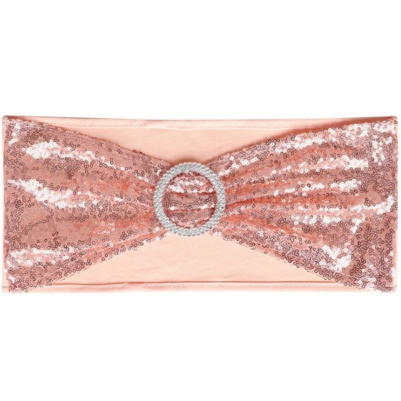 10 kom/Part Metalik zlatno srebrni pojasevi za stolice Ukrasi za vjenčanje Šljokice Prekrivna traka s okruglom kopčom Dekoracija banketa za večeru