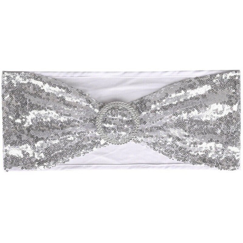 10 kom/Part Metalik zlatno srebrni pojasevi za stolice Ukrasi za vjenčanje Šljokice Prekrivna traka s okruglom kopčom Dekoracija banketa za večeru