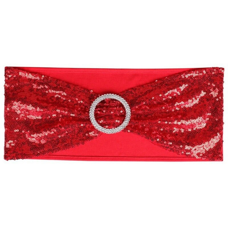 10 kom/Part Metalik zlatno srebrni pojasevi za stolice Ukrasi za vjenčanje Šljokice Prekrivna traka s okruglom kopčom Dekoracija banketa za večeru