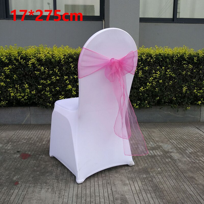 25 vnt. kėdžių mazgas vestuvių vakarėliui banketų reikmenys kėdžių varčios organza vestuvinės kėdės nugaros apdaila 18 * 275 cm 13 spalvų