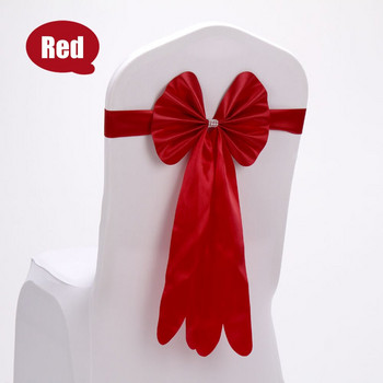 20 τεμάχια κόκκινη σαμπάνια σατέν καρέκλα φύλλου με δερμάτινο παπιγιόν PU για γαμήλια εκδήλωση Διακόσμηση πάρτι γενεθλίων